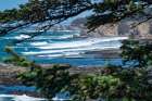 Cape Arago State Park, Coos County, Oregon, USA. Pacific Ocean meets rocks on the rugged coastline. Art Print